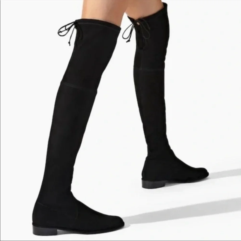 Stuart Weitzman Lowland Suede‎ Over-the-Knee Boots in Black Size 7.5